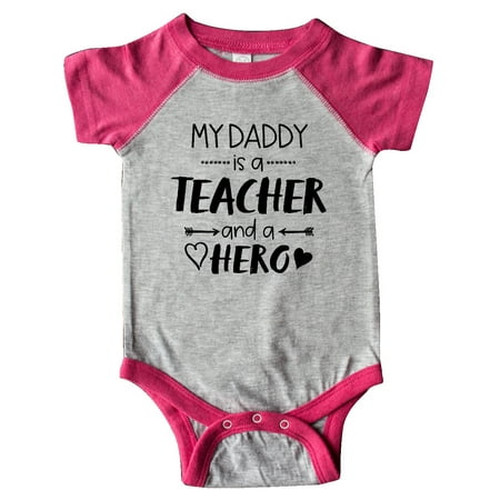 

Inktastic My Daddy is a Teacher and a Hero Gift Baby Boy or Baby Girl Bodysuit