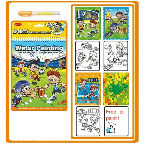 Libro Reutilizable Para Pintar Con Agua, Ideal Para Colorear Y Crear Grafitis. Incluye 10 Ml De Pintura, Pginas Lavables Y Resistentes. Perfecto Para Nios, Manualidades, Expresin, Ukhbmc