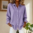 thumbnail image 4 of Bixock Summer Women's Tops,Long Sleeve Shirts for Women,Blouse for Women Striped Long Sleeve Turn Down Collar Button Front Casual Dressy Blouse Tops, 4 of 5