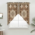 thumbnail image 5 of Brown Boho Kitchen Window Curtains, Swag Curtains Valance for Bedroom Living Room Bathroom, Retro Western Rustic Ethnic Tribal Patterns Rod Pocket Window Curtain Block Drapes 2 Panels 36"x63", 5 of 9