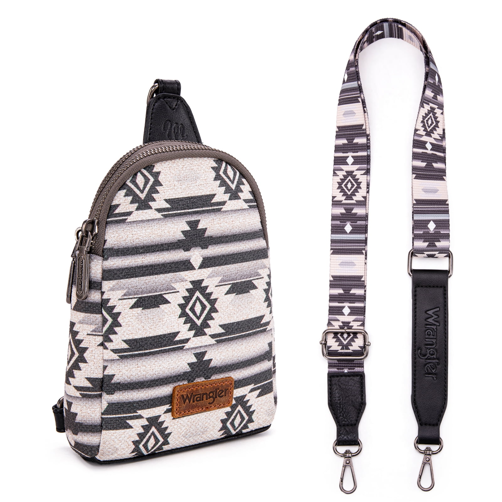 Wrangler Crossbody Sling Bags for Women Cross Body Purse with Detachable Strap, Black
