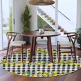 thumbnail image 4 of Round Area Rug 5ft,Summer Lemon Leaf Black Buffalo Plaid Washable Carpet Non-Slip Runner Accent Rugs Indoor Floor Mat for Bedroom Living Room Decor,Country Flower Watercolor, 4 of 9