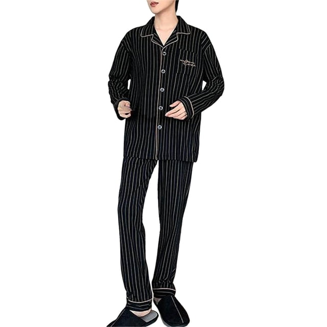 Men's Soft Comfortable Long Sleeve Pajama Set Breathable Loungewear for Relaxation and Sleep