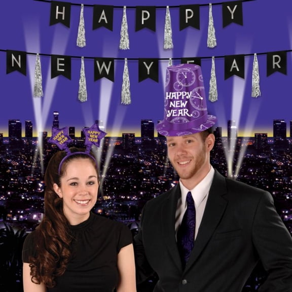 Beistle Night Lights Party Photo Backdrops - 30" - Purple and Black - Pack of 6