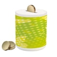 thumbnail image 1 of Digital Piggy Bank, Modern Design with Butterfly Shapes and Polka Dots Nature Print, Ceramic Coin Bank Money Box for Cash Saving, 3.6" X 3.2", Pale Green Yellow, by Ambesonne, 1 of 4