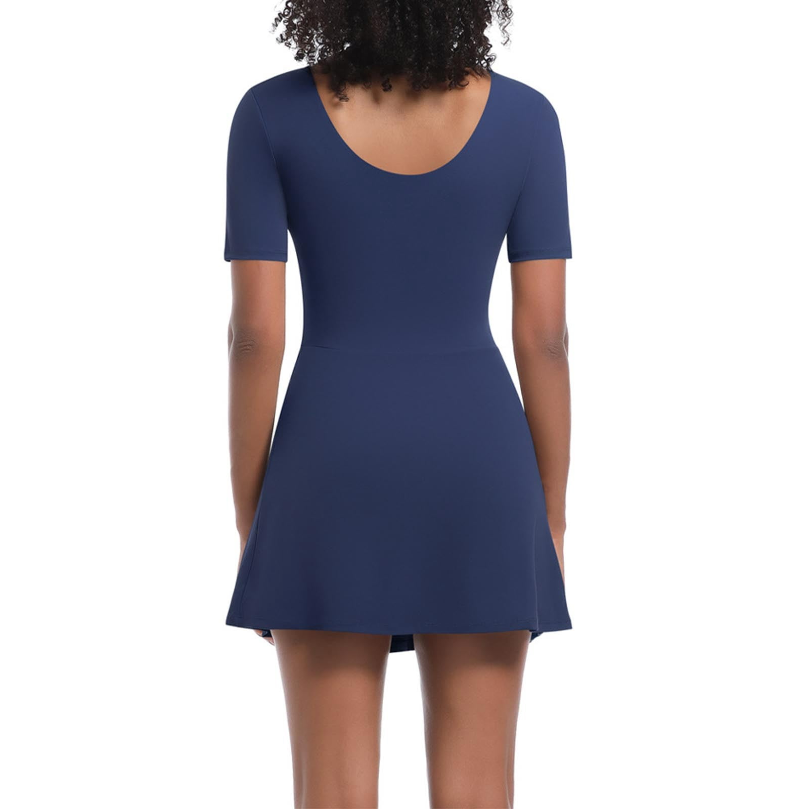 Kaemgyyd Athletic Dress for Women with Built in Shorts Stretch Scoop Neck Short Sleeve A-Line Bodycon Mini Dress for Golf Workout