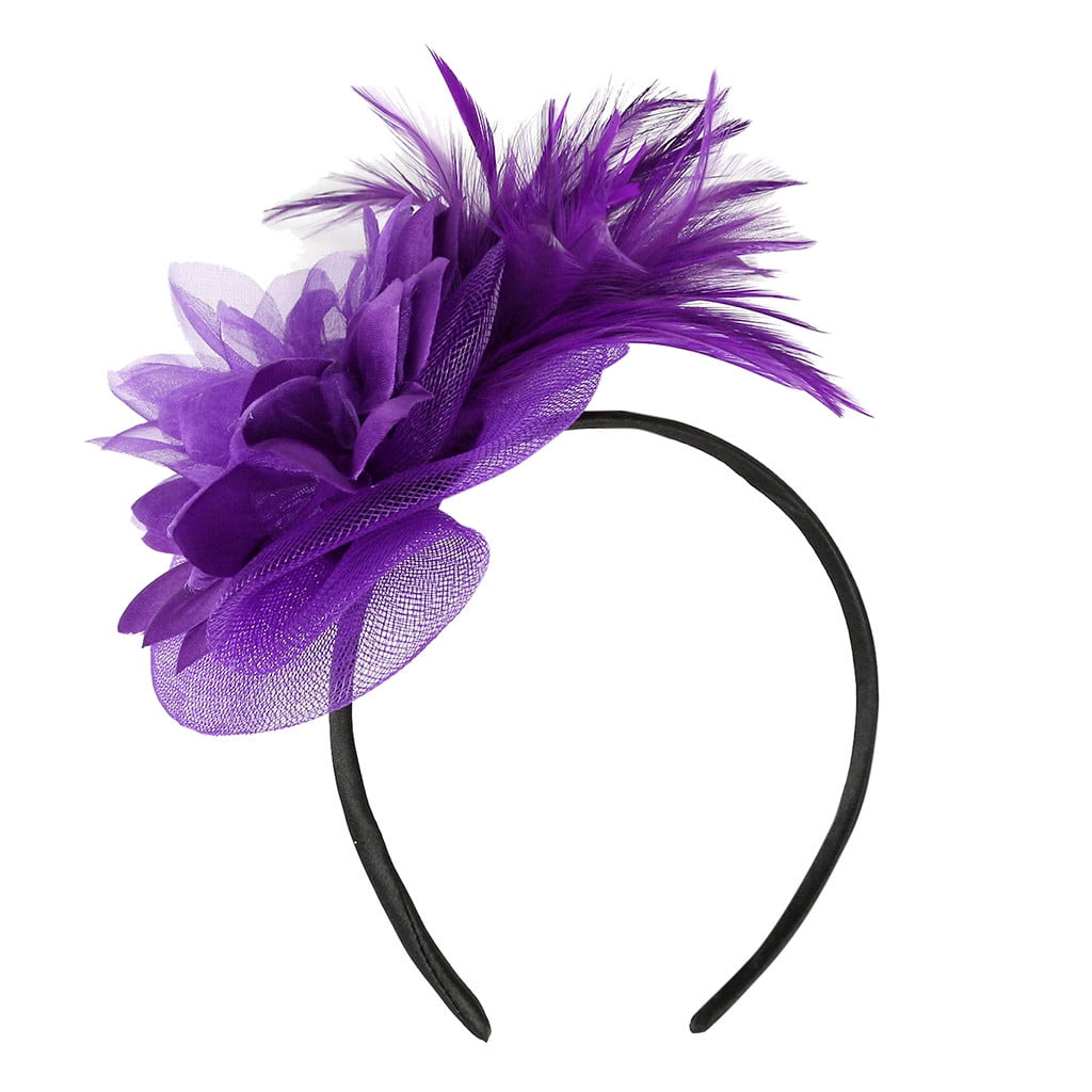 Baby Vintage Headband flower Feather Pad prop hair band Accessorie,purple 2 
