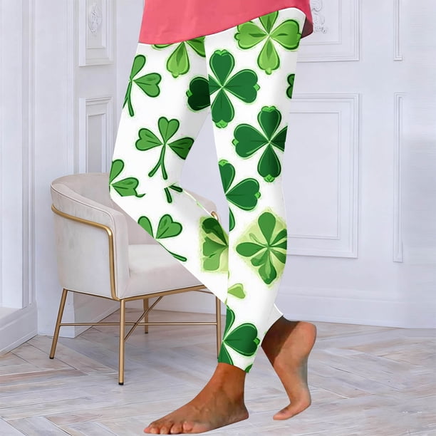 TaTaai Women's St. Patrick's Day Compression Yoga Pants All Over Print High Waist Long Leggings Tight Casual Lounge Bottoms Non See Through Gift