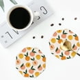 thumbnail image 4 of Honeii Peach1 print Leather Coaster Set of 4, ideal for safeguarding your furniture from drinks spills and effortless cleanup-Octagon, 4 of 6
