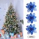 thumbnail image 1 of Flores Artificiales 10 piezas de flores artificiales de Navidad que cuelgan DIY para suministros de fiestas y vacaciones (azul) Likrtyny libre de BPA, 1 of 6