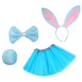 thumbnail image 1 of 4 Uds. Conjunto de disfraz de conejo para niños, falda tutú, diadema con Orejas de conejo, cola de pajarita, 1 of 3