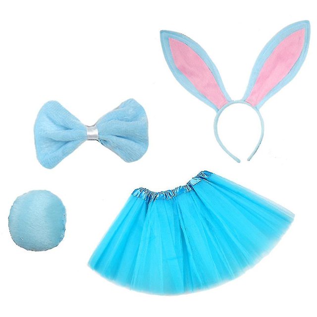 4 Uds. Conjunto de disfraz de conejo para niños, falda tutú, diadema con Orejas de conejo, cola de pajarita