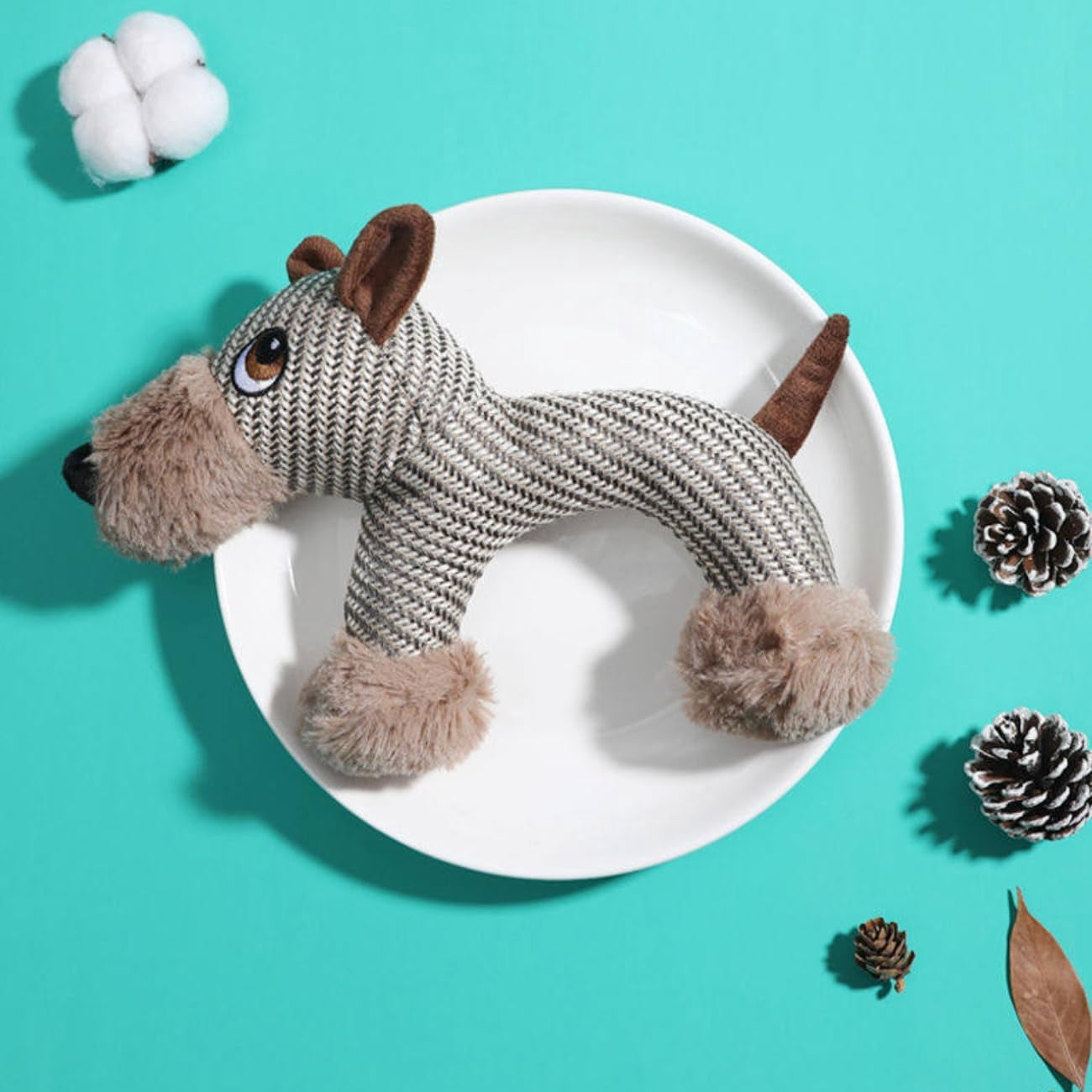 Companions Dog Toy - Squeaky Linen Chew Animal, Sturdy Indestructible Plush for Boredom & Anxiety Relief (Dog)-dh