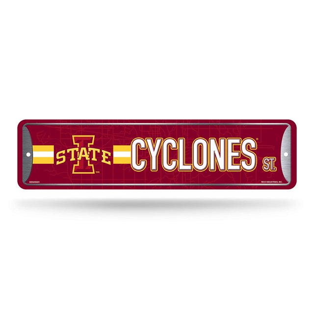 Rico Industries Ncaa Iowas State Cyclones Home D?Cor Letrero De Metal Para La Calle (4 X 15 Pulgadas) Ideal Para El Hogar, Oficina, Dormitorio Y Cueva Del Hombre Hecho