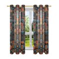 thumbnail image 7 of Yayeee Window Curtains Light Filtering 63"x42" Grommet Panel Pair Home Living Room Decor, Black Geometric, 7 of 7