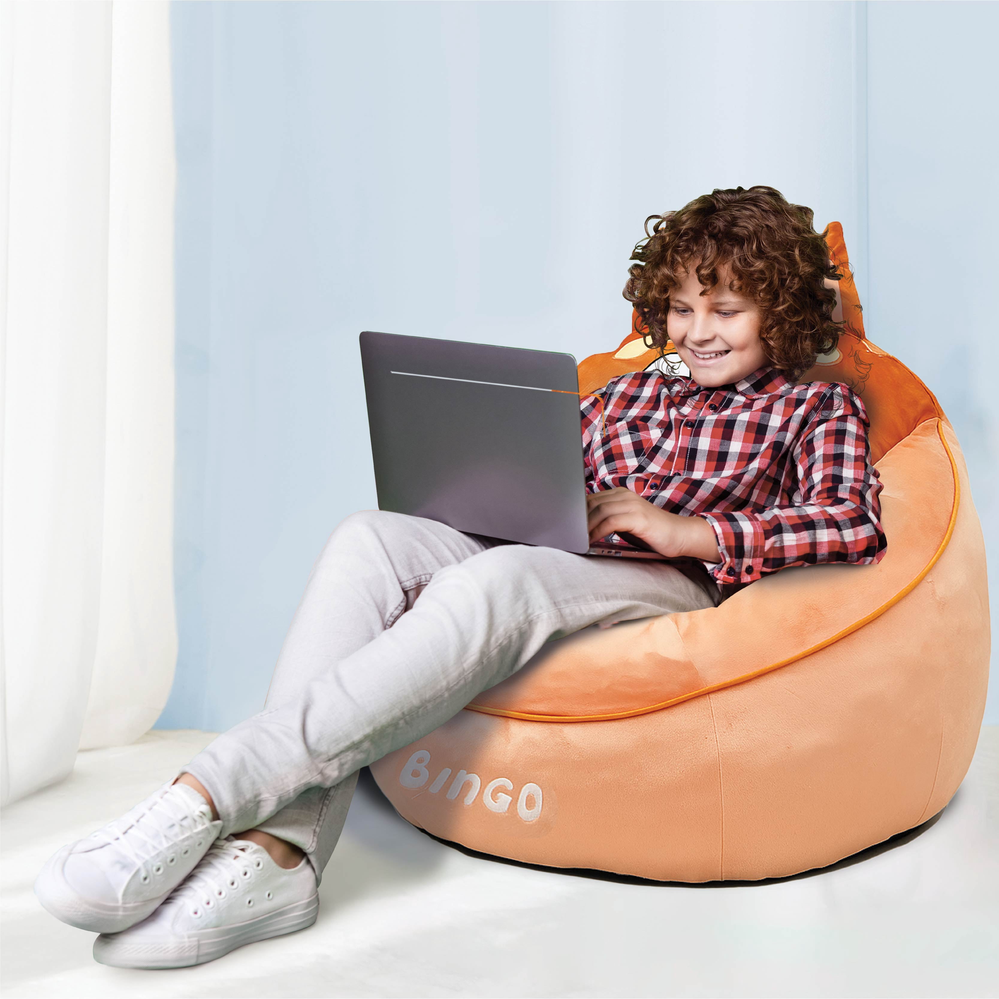 Bingo Kids' Compressed Foam Bean Bag Chair, Blue, 24" x 5" x 18"