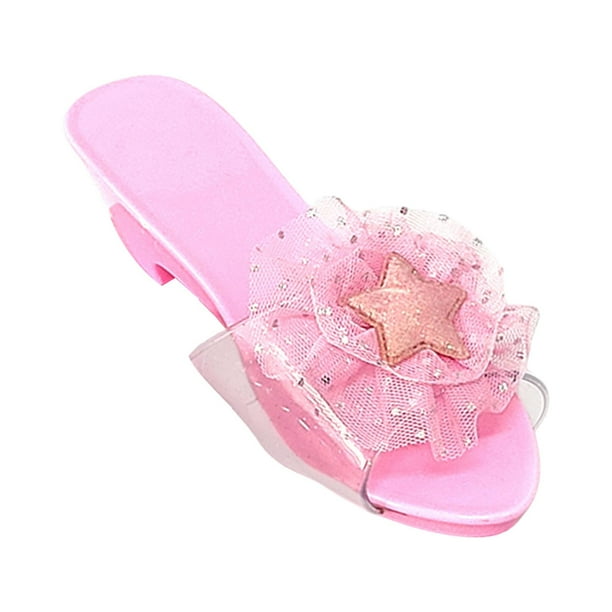 Zapatos de princesa para disfrazarse de verano, tacones altos para el día de los niños. rosa claro