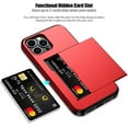 thumbnail image 2 of KOMI pour iPhone 13 Pro Max Étui avec Porte-Cartes [Ranger 5 Cartes] Double Couche Robuste Antichoc Étui Portefeuille iPhone 13 Pro Max avec Fente Cachée pour Cartes Étui de Rangement pour iPhone 13 Pro Max (Rouge), 2 of 5