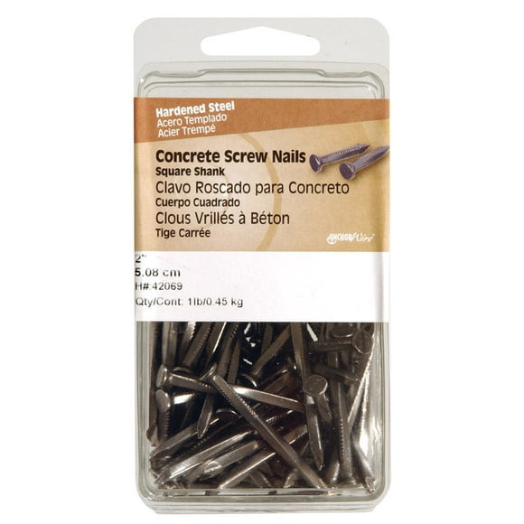 Nail Hillman Concrete Steel, mango plano cuadrado de 2,5 cm de largo, paquete de 3