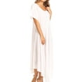 thumbnail image 4 of Sakkas Lilia Embroidered Lace Up Bodice Relaxed Fit Maxi Sun Dress - White - One Size Regular, 4 of 5