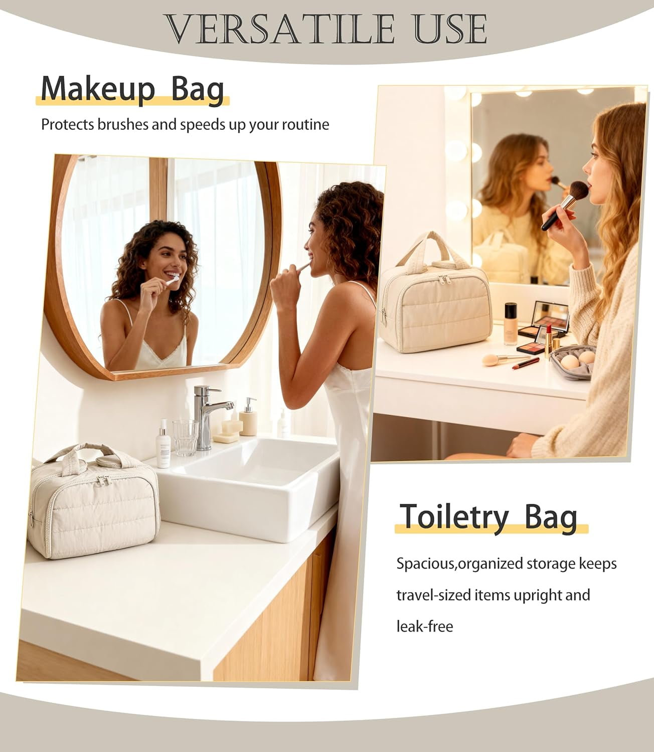 Cloud Carry Bag,Travel Toiletry Bag for Women, Large Puffy Cosmetic Bag with Wet-Dry Separation and Multiple Pockets for Organized Essentials