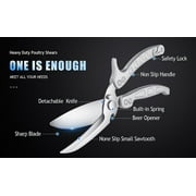 Charext Heavy Duty Poultry Shears - A Must Have Kitchen Shears for Chicken and Meat Cutting - Dishwasher Safe and Stainless Food Kitchen Scissors (Silver)