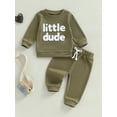 thumbnail image 2 of Suealasg Toddler Boys Girl 2Pcs Fall Outfits  6M 1T 2T 3T Long Sleeve Crew Neck Letter Print Sweatshirt Sweatpants Infant Baby Autumn Clothes, 2 of 7