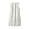 thumbnail image 2 of Musuos Women Summer Ruffled Skirt Casual Lace Patchwork Elastic Waist Skirt for Beach Vacation Club Streetwear, 2 of 7