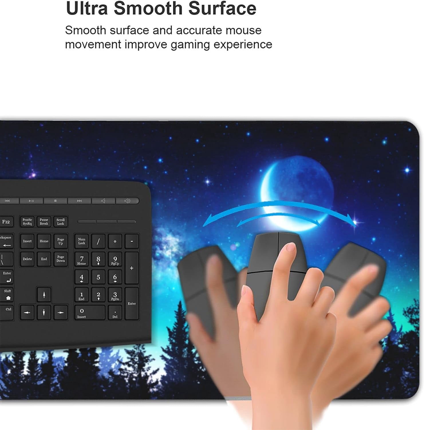 Desk Mat,Large Mouse Pad 35.5''''×15.5''''XXL Extended Gaming Mouse Pad Mat with Non-Slip Base Stitched Mousepad for Computer,Office,Keyboard and Laptop - Forest Moon