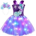 thumbnail image 1 of Robe d'Été pour Filles, Robe Sans Manches avec Bretelles, Robe de Danse avec Lampe Led, Ensemble de Vêtements avec Bandeau 3-4 Ans, 1 of 7