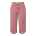 thumbnail image 3 of ShiShine Capris Pants for Women Casual Drawstring Elastic High Waist Wide Leg Lounge Capris, 3 of 4