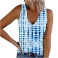 thumbnail image 2 of HOMBOM V-neck Button Tank Tops Sleeveless Light Blue Fashion Print T-shirt Cute Tops for Women Y2k S, 2 of 5