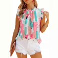 thumbnail image 1 of Womens Floral Print Sleeveless Round Neck Chiffon Blouses Summer Thin Tops Party Night Club Chiffon Blouses color blue XXXL, 1 of 4