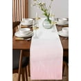 thumbnail image 4 of Pink Ombre Lines Burlap-Cotton Table Runner 72 Inches Long,Simple White Pink Gradient Stripes Farmhouse Table Runners,Outdoor Dining Tablecloths Decor for Baby Shower Party Wedding 16x72, 4 of 9