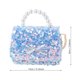 thumbnail image 3 of Bolso bandolera con lentejuelas brillantes y lazo para mujer, bolso de mano con cadena y perlas (azul lago), 3 of 7