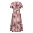 thumbnail image 6 of pstuiky Summer Dresses for Women, Dot Print T Shirt Dresses for Women Long Dresses Simple Short Sleeve Crew Neck Party Dresses for Women Pink XXXL, 6 of 9