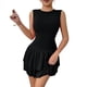 thumbnail image 1 of Vestido Corto de Verano para Mujer, Sin Mangas, Cuello Redondo, Tirantes Finos, Holgado, con Volantes, con , para Cóctel, Fiesta, Negro, Talla M, 1 of 9