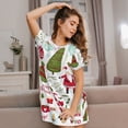 thumbnail image 3 of Honeii Snowflakes Santa Claus Print Women's Loose Short Sleeve Nightgown, Soft Cotton Sleepwear, Comfy Loose Fit Pajama Dress for Sleep and Lounge, 3 of 6
