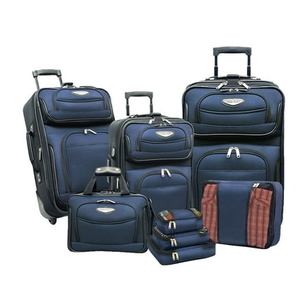 Travelers Choice Travel Select Amsterdam 8-Piece Softshell Deluxe Expandable Rolling Luggage Set with Packing Cubes