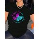 thumbnail image 1 of 1pc Women'S Fashion Gradient Heart Print T-Shirt, Casual Crew Neck Short Sleeve Top, Polyester Knit Fabric with Medium Stretch, All-Season Comfort Fit Tee, 1 of 6