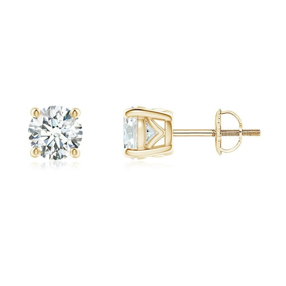 ANGARA IGI Certified Lab Grown 1 Ct Diamond Stud Earrings for Women in 14K Yellow Gold (Size-5.1mm| Color-F-G| Clarity-VS) | April Birthstone, Anniversary, Jewelry Gift for Women | Diamond Earrings