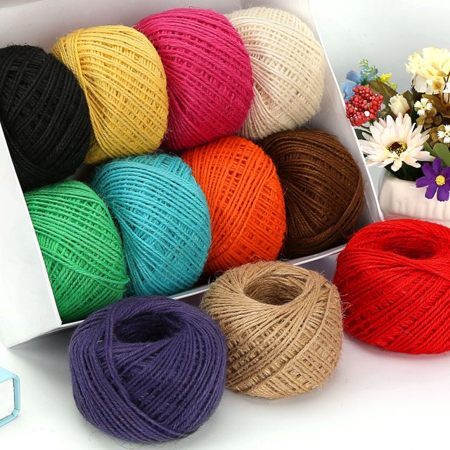 Cuerda de cáñamo de colores hecha a mano vintage, decoración de iluminación DIY, cuerda de cáñamo, rollo pequeño, adhesivo para pared con foto