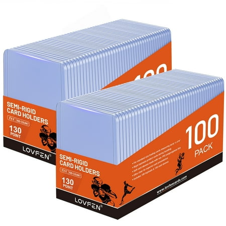 LOVFEN 100 top loaders 130pt, 3" X 4" penny card cases, baseball football, standard trade suitable for sports and collectible cards - durable, transparent storage and display cases