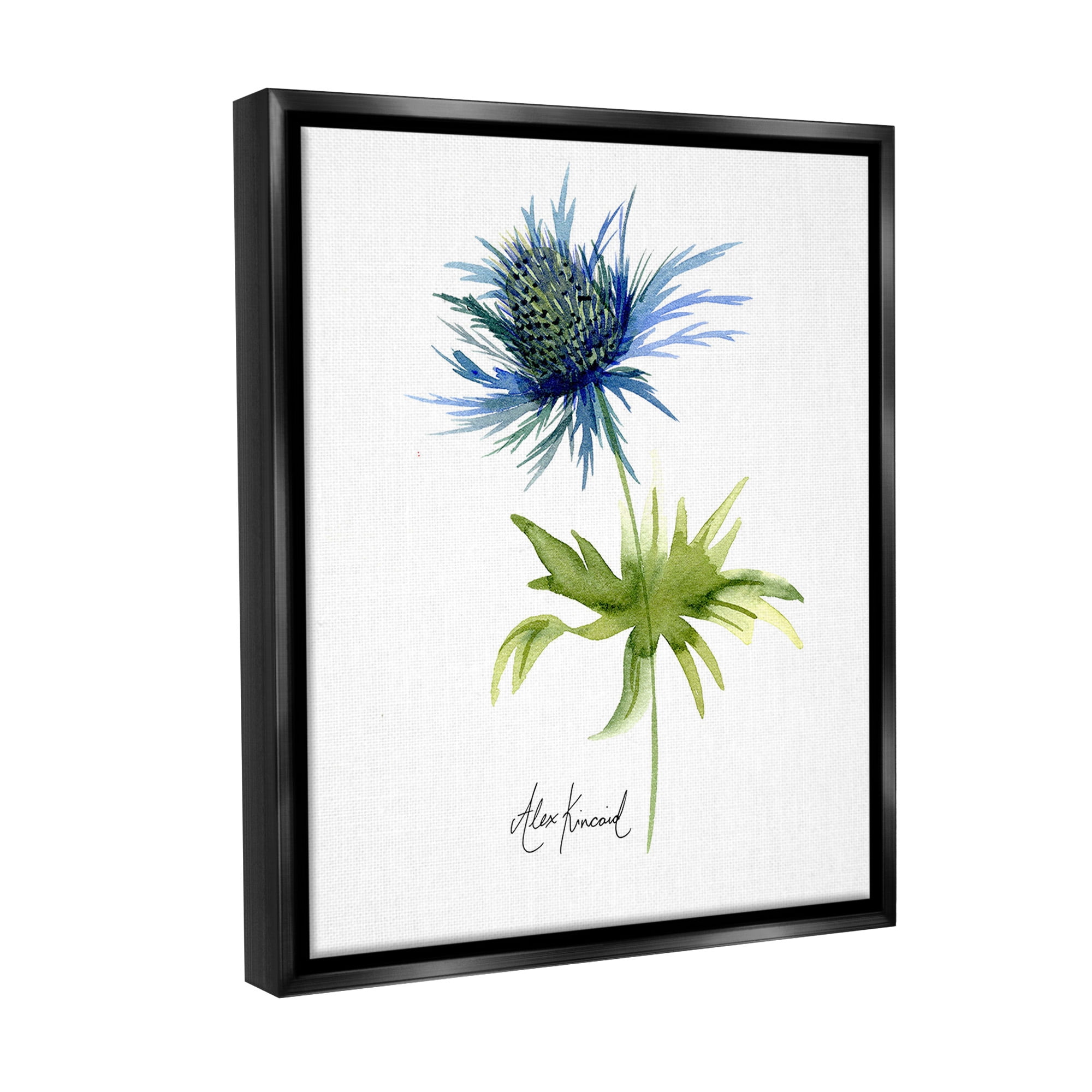 Stupell Industries Minimal Thistle Flower Botanical & Floral Painting Black Floater Framed Canvas Art Print Wall Art, 17 x 21