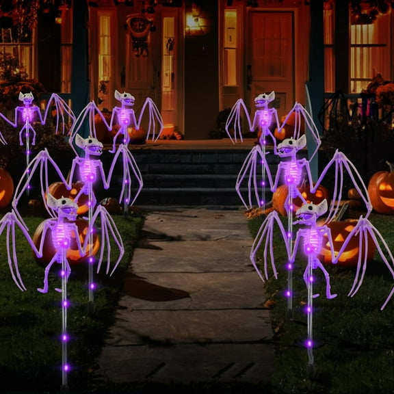 Solar Powered Halloween Skeleton Ground Stake Light Outdoor Yard Decoration with Auto On/Off Waterproof Skull Solar Light for Garden Patio Driveway Spooky Party Decor