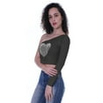 thumbnail image 4 of Moomaya Womens One Shoulder Full Sleeve Crop Top w/ Sequin Heart Motif Patch Party T-Shirt, 4 of 7