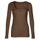thumbnail image 5 of Camiseta básica de manga larga con cuello redondo y tejido acanalado ajustado para mujer - Poliéster - S-XL, 5 of 6