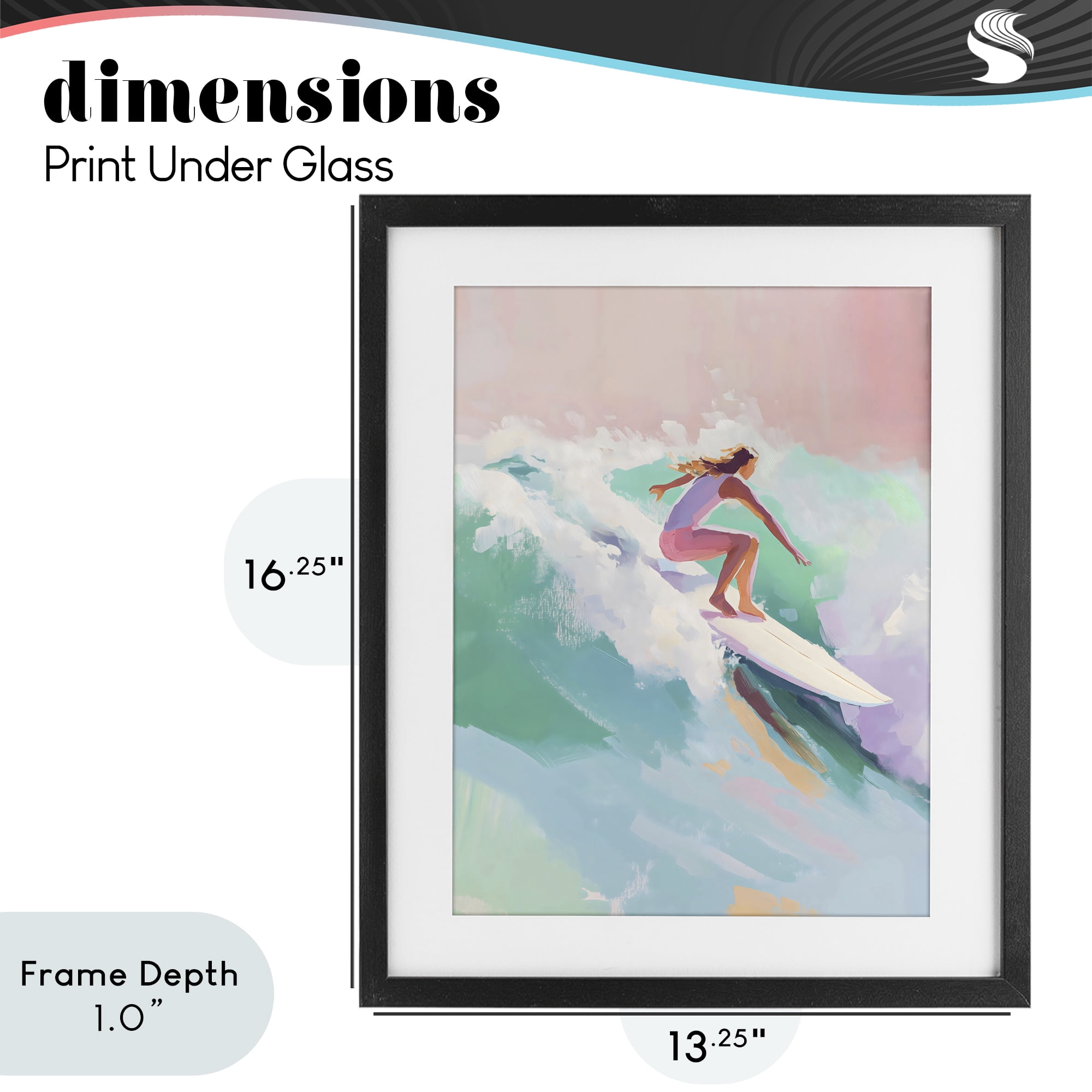Stupell Industries Surfer Girl Riding Waves Black Framed Print Under Glass, design by The Prints Vibe