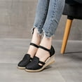 thumbnail image 6 of Samickarr Summer Sandals For Women Indoor And Outdoor Wide Womens Closed Toe Wedges Shoes Platform Slingback Mid Low Heel Canvas Dress Sandals, 6 of 6