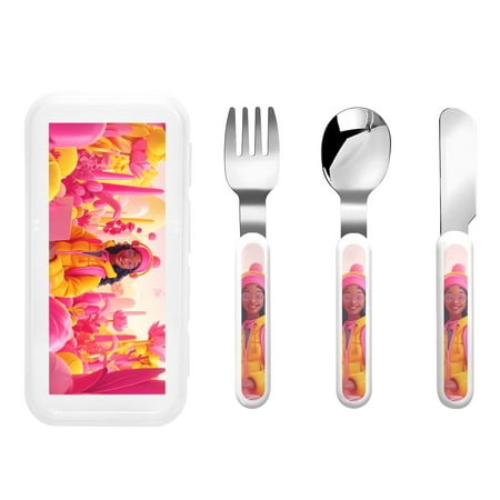 

Salouo Digital Nomad Pink Landscape Pattern 3 Pieces Toddler Utensils Kids Silverware Set Stainless Steel Utensils for Kids Children Safe Spoons Forks & Knife Dishwasher Safe